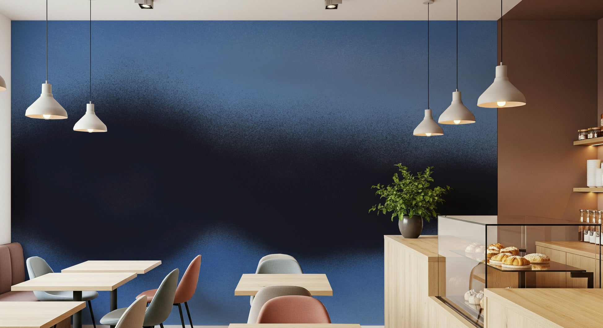 A graceful subtle pattern wall mural in cool, tranquil tones.