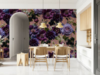A peaceful geometric design mural on decorative wallpaper.