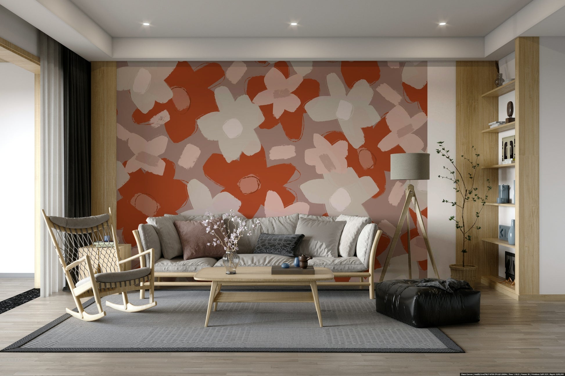 An artistic nature inspired mural for home decor.