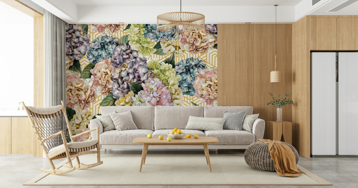 A classic soft floral wallpaper for walls.