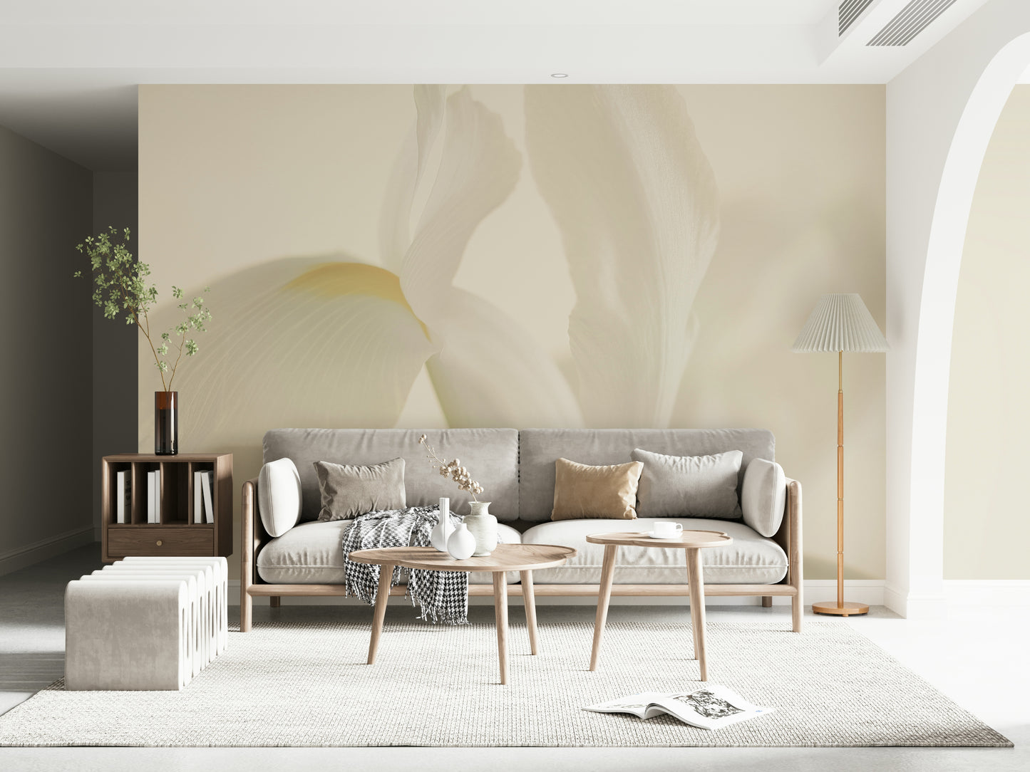 A beautiful modern art wall mural of delicate flowers.