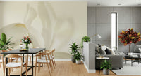 An artistic delicate bloom mural on minimalist wallpaper.