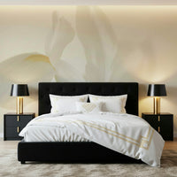 A calming floral design wallpaper mural that defines a space.