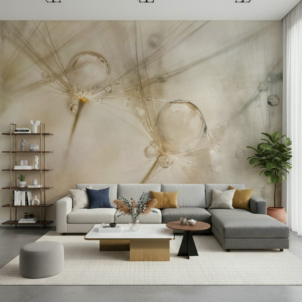 A graceful subtle texture wall mural in cool, tranquil tones.