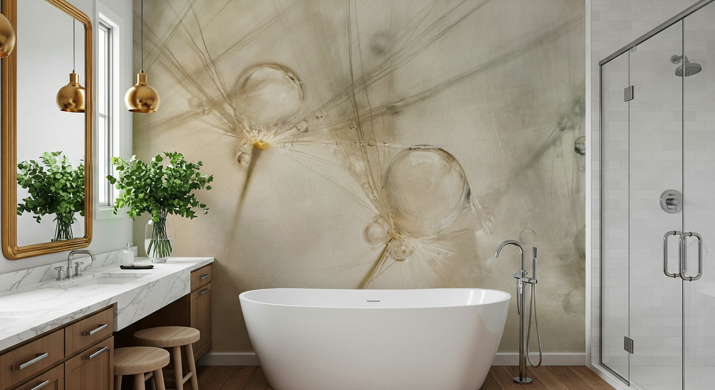 A beautiful subtle water drop wallpaper mural for a modern home.
