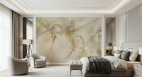 A peaceful natural theme mural on decorative wallpaper.