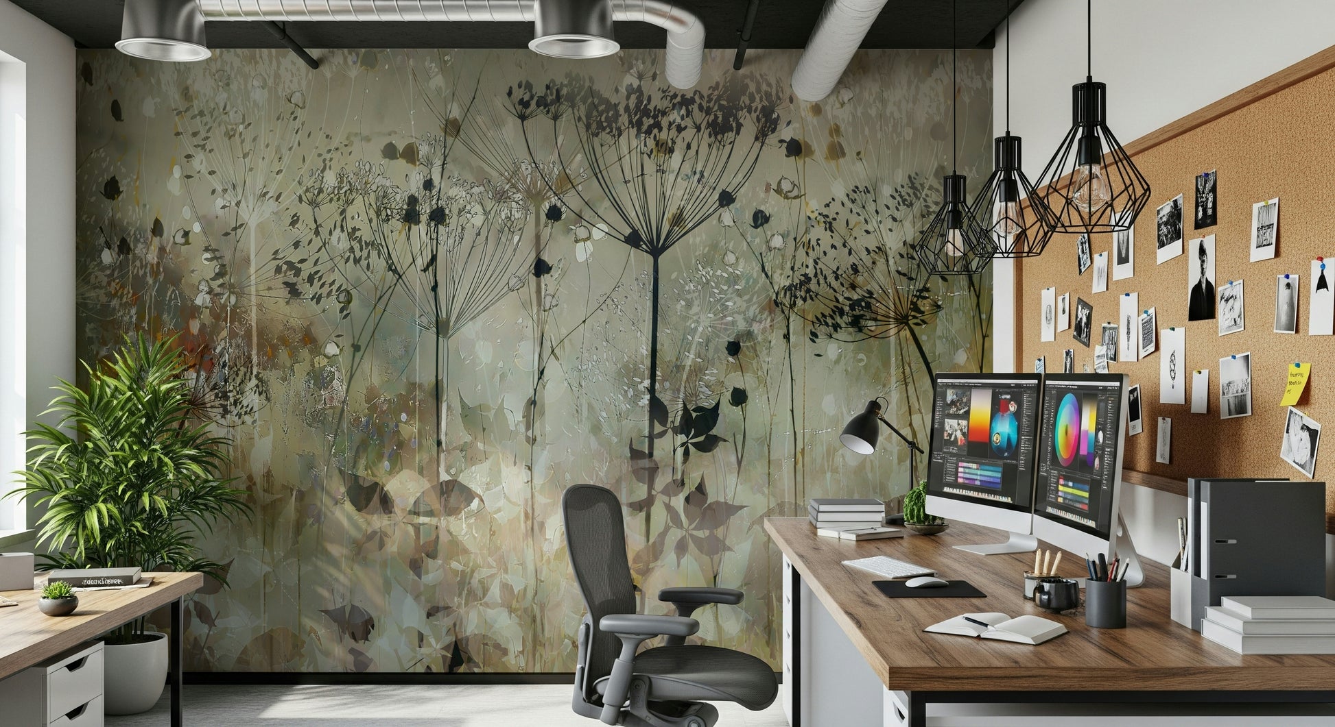 A beautiful subtle floral wallpaper mural with an echo effect.