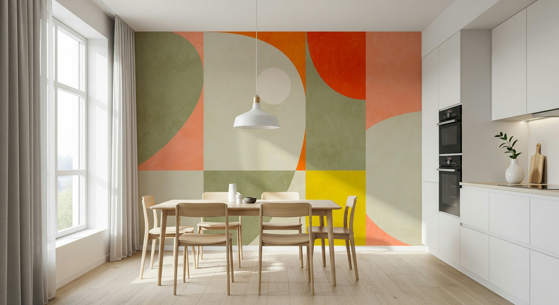 An artistic minimalist design mural for home decor.