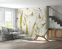 A beautiful golden abstract wallpaper mural for a modern home.