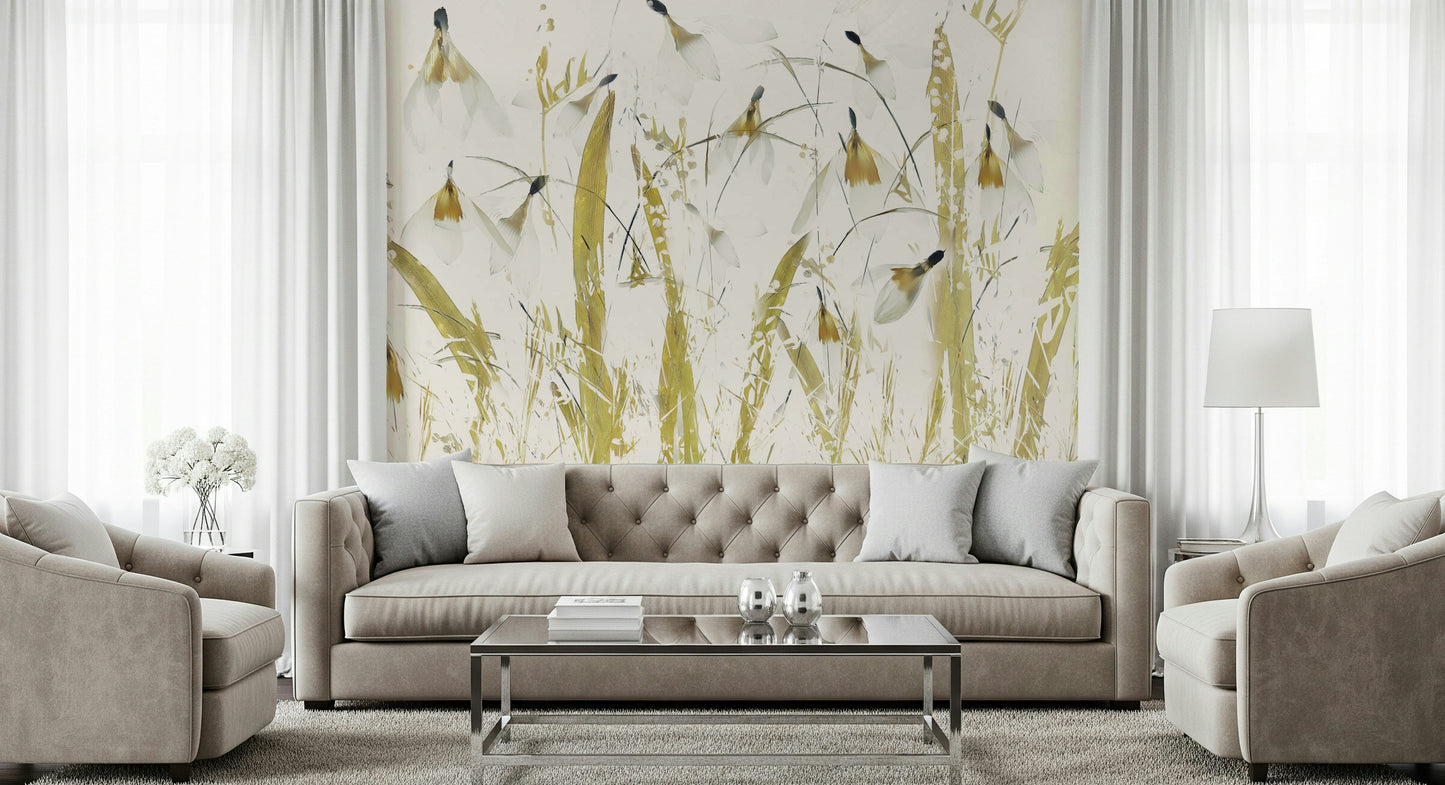 A graceful subtle texture wall mural in warm, golden tones.