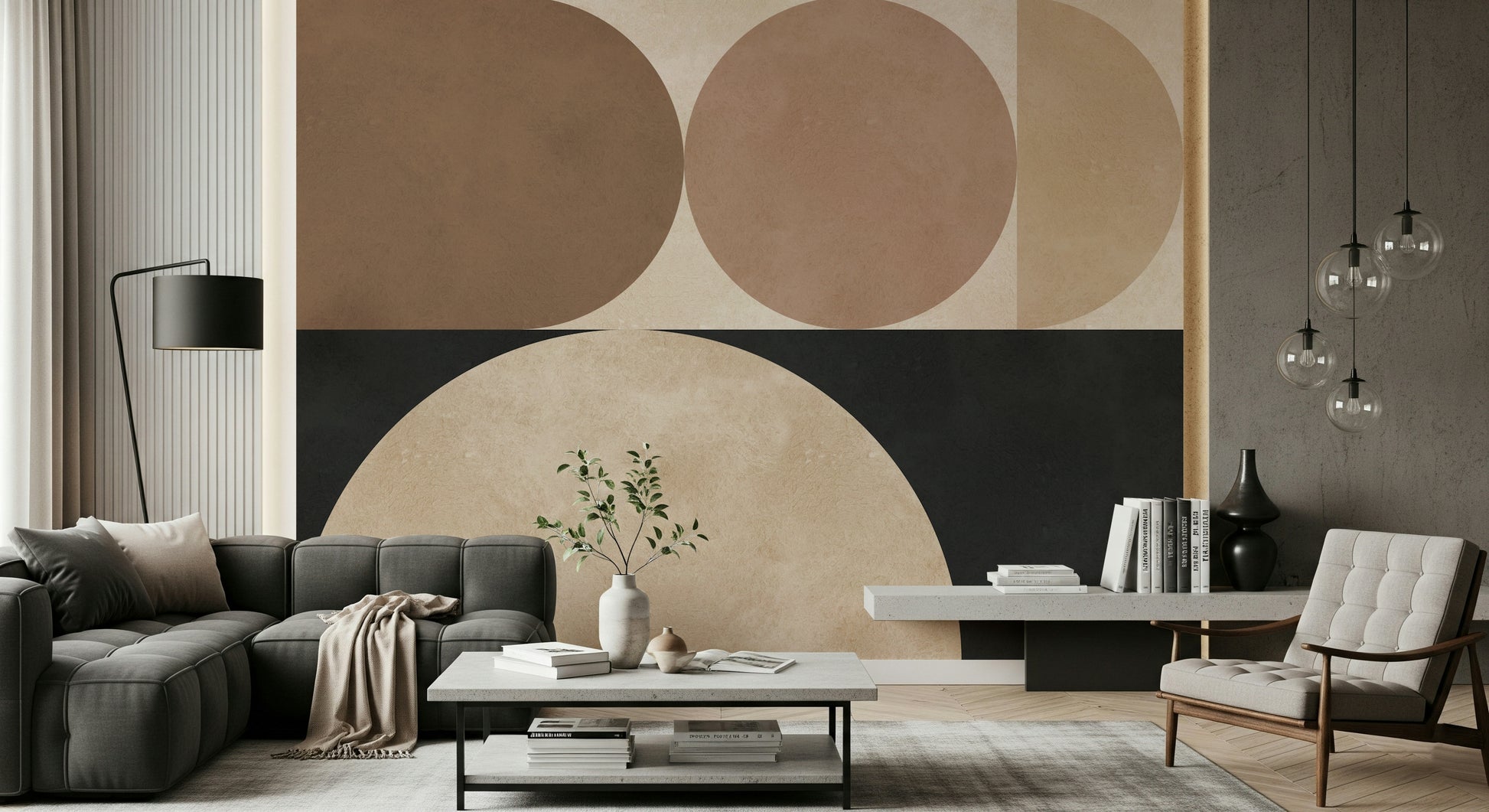 A serene subtle geometric wall mural for your decor.