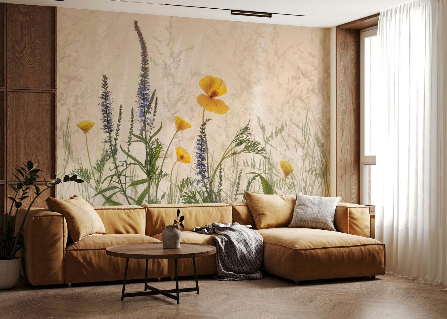 A tranquil wildflower field wall mural for your decor.