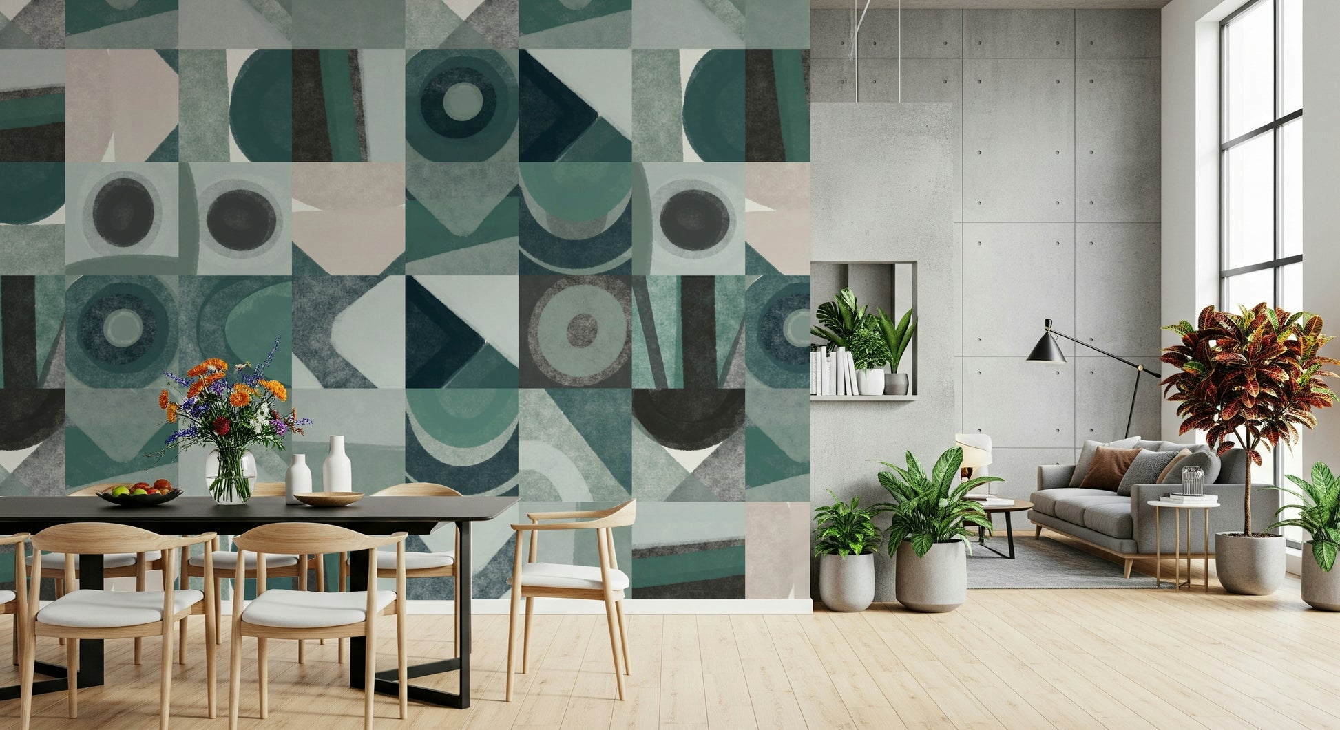 A serene geometric pattern wall mural for your decor.