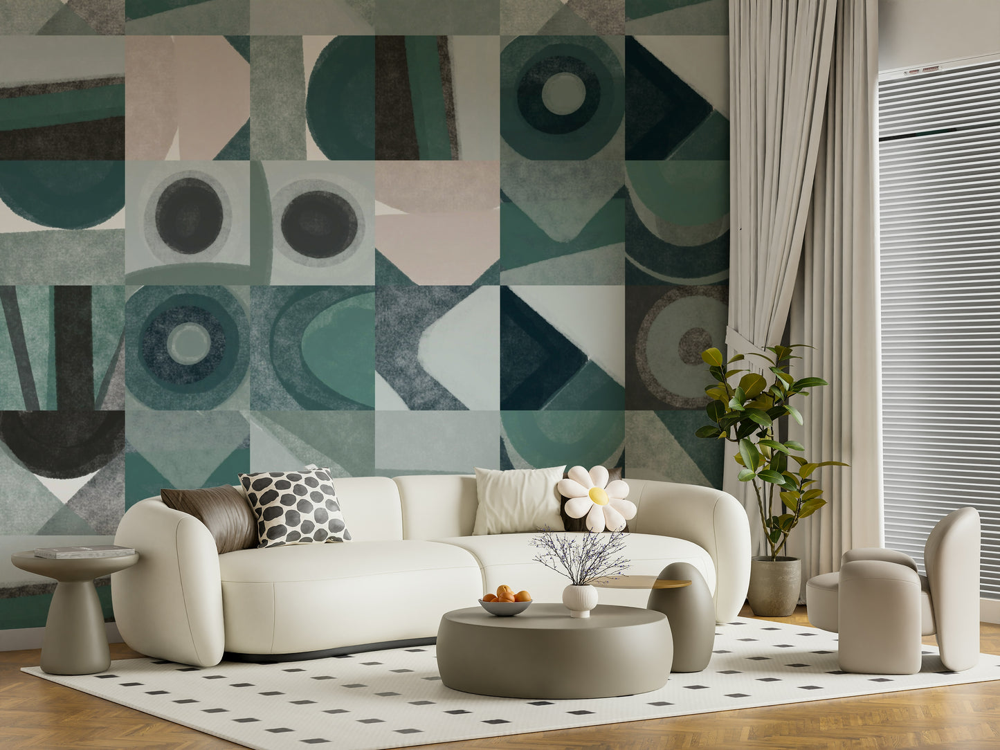 A classic abstract tile wallpaper for walls.
