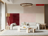 An artistic modern pattern mural on minimalist wallpaper.