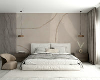 A peaceful modern abstract mural on decorative wallpaper.
