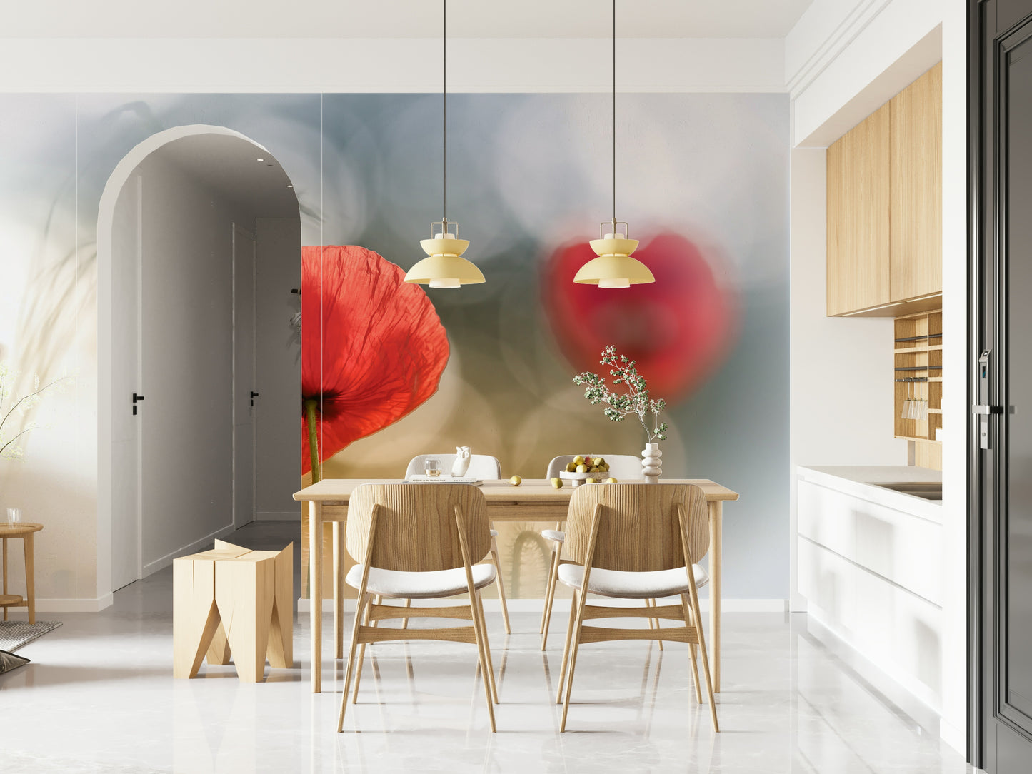 A classic soft floral wallpaper for walls.

