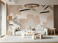 A peaceful flower design mural on decorative wallpaper.

