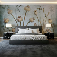 A serene dried plant wall mural for your decor.

