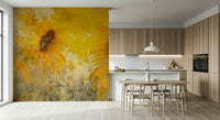 A beautiful modern art wall mural of delicate flowers.

