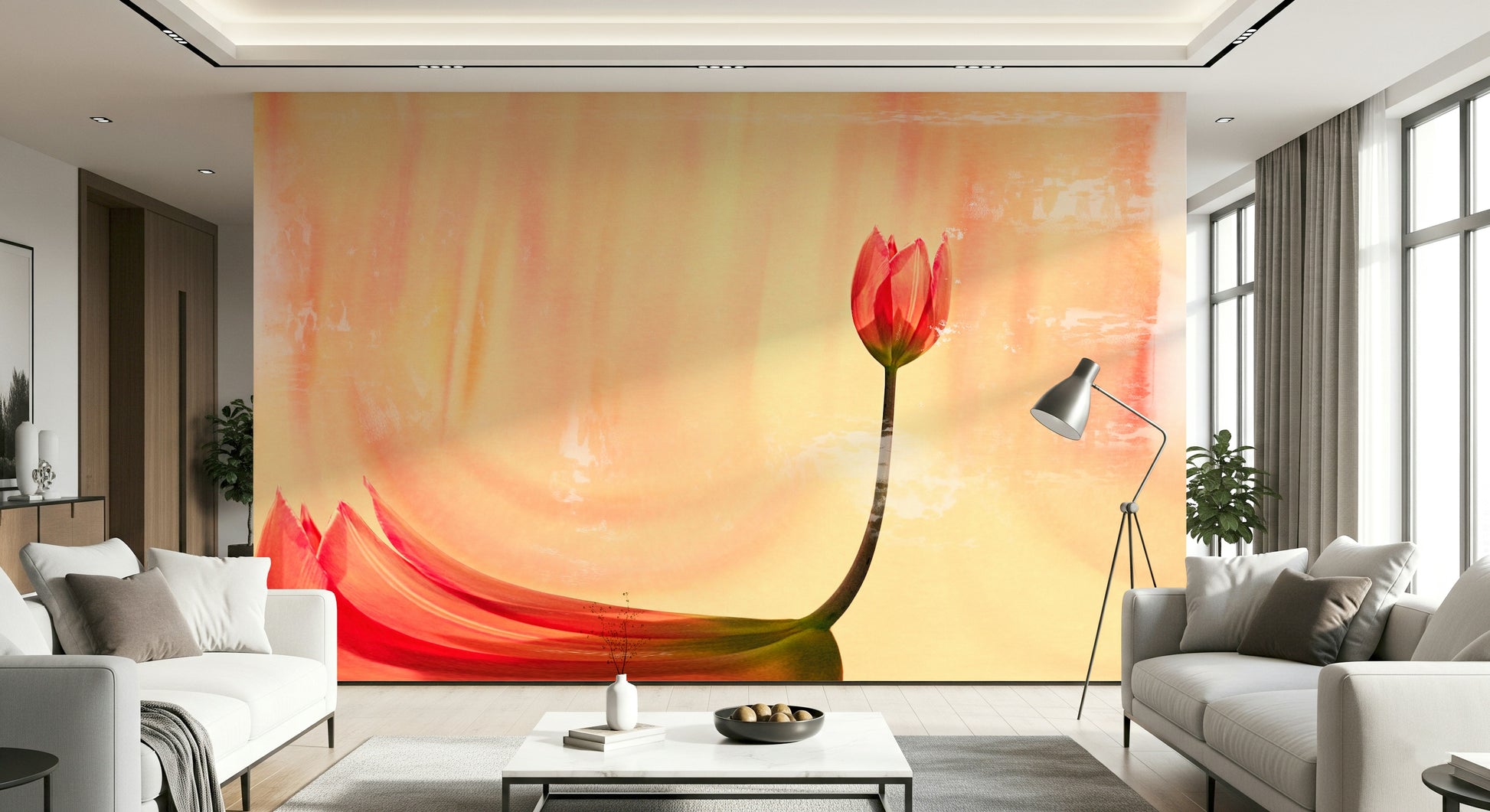 A classic soft floral wallpaper for walls.

