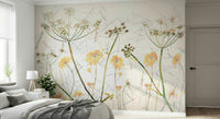 A contemplative floral pattern wallpaper mural for a feature wall.

