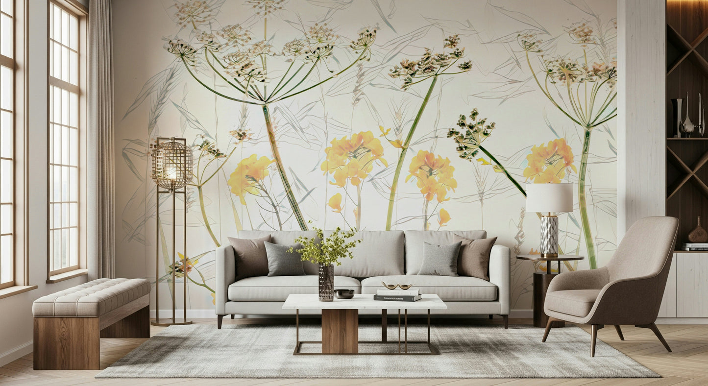 A classic soft floral wallpaper for walls.

