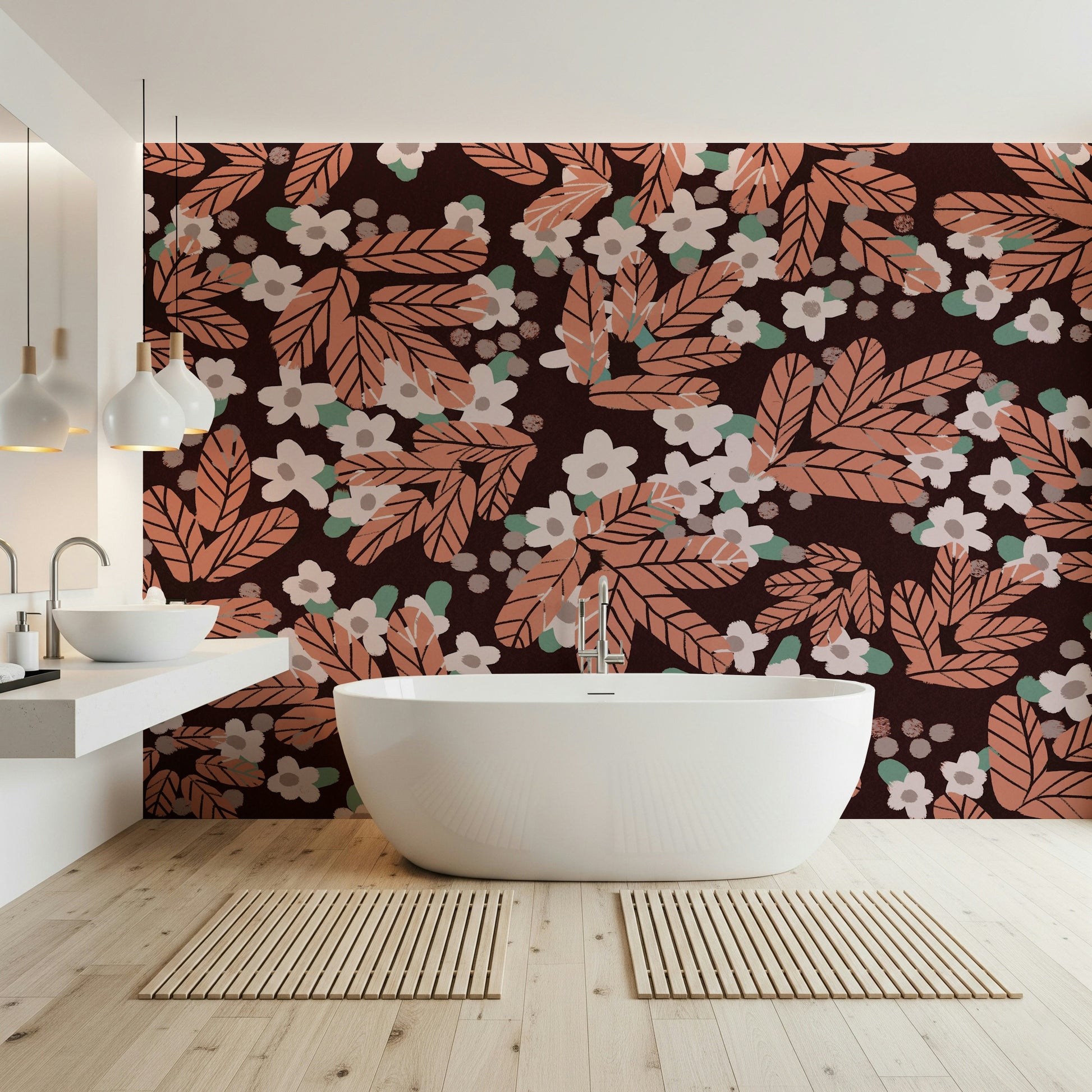 A classic soft floral wallpaper for walls.

