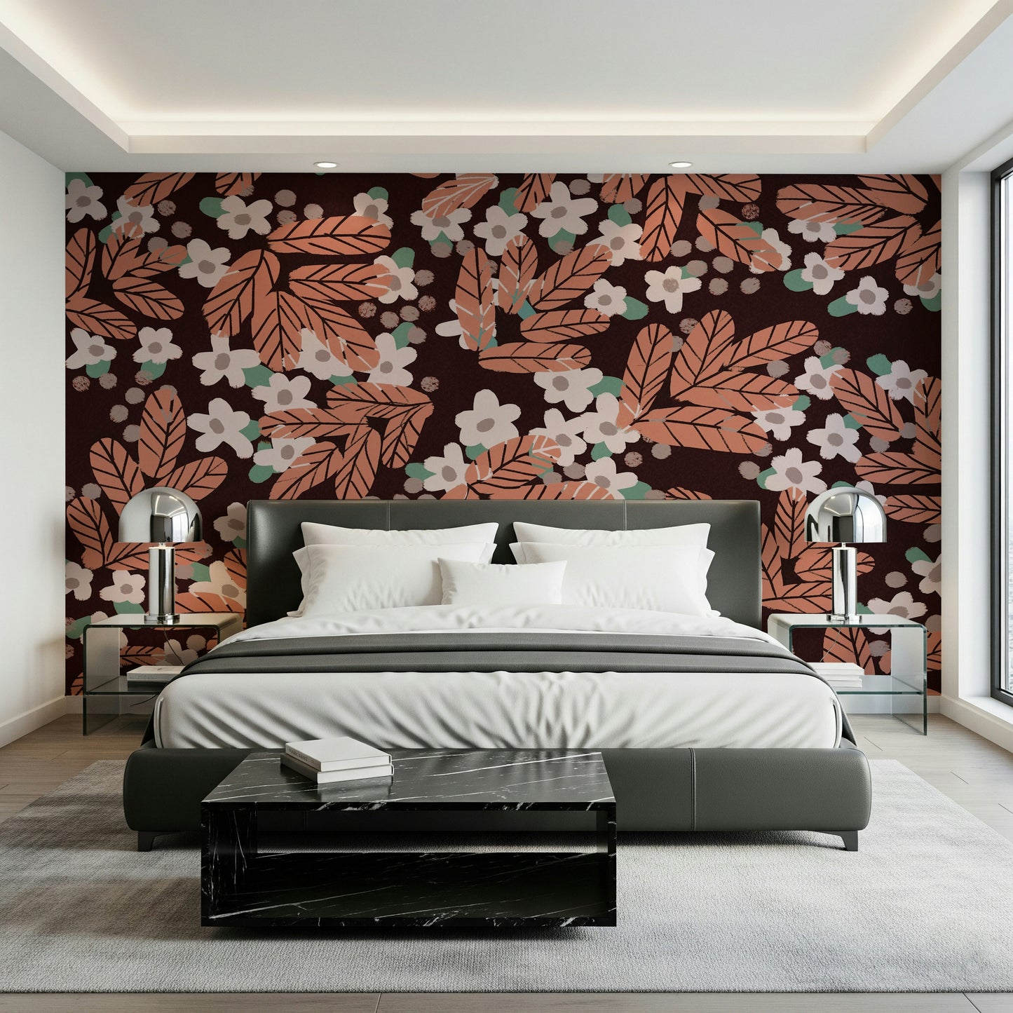 A serene subtle flower wall mural for your decor.

