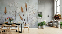 A serene abstract leaf wall mural for your decor.

