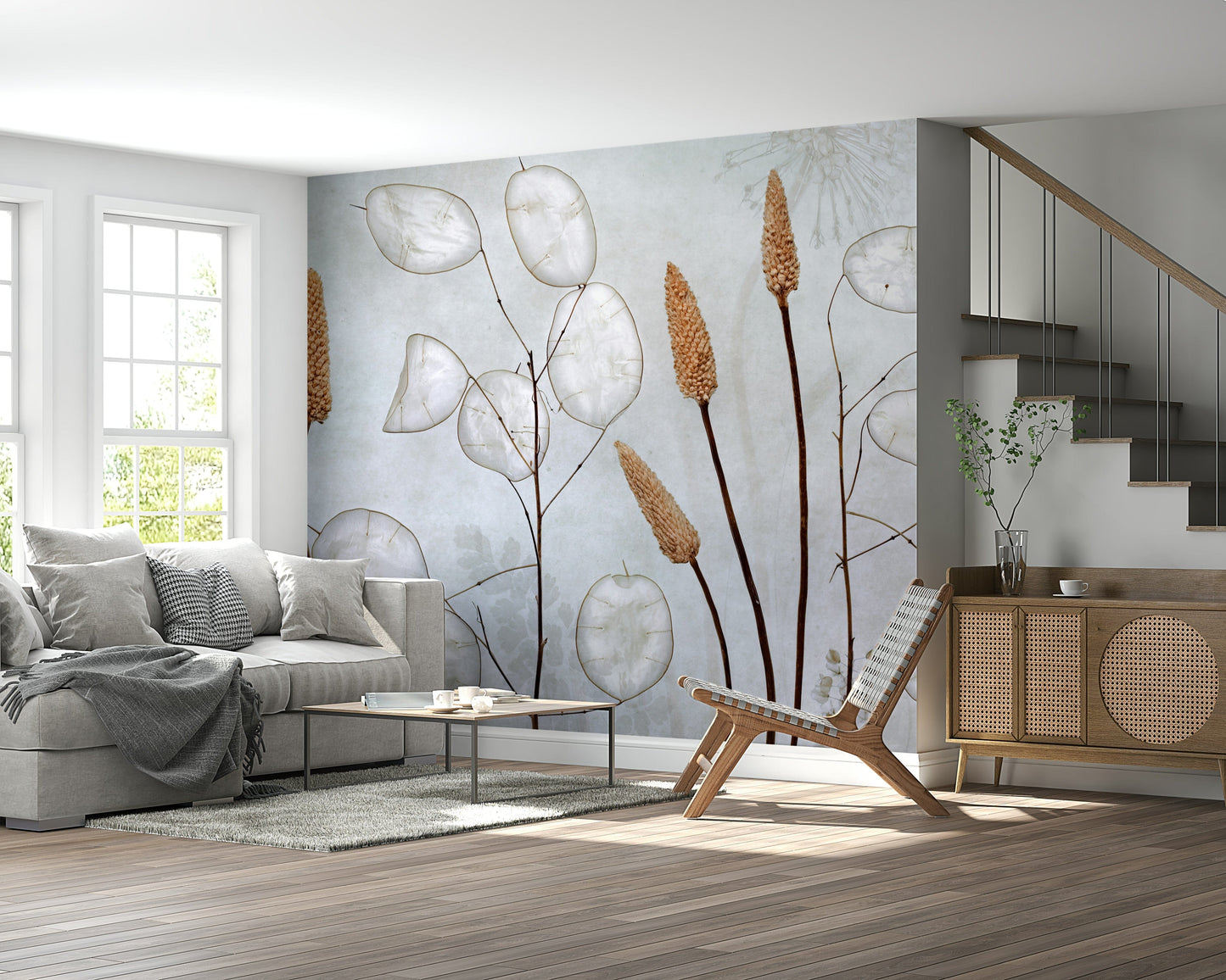 An artistic nature inspired mural for home decor.


