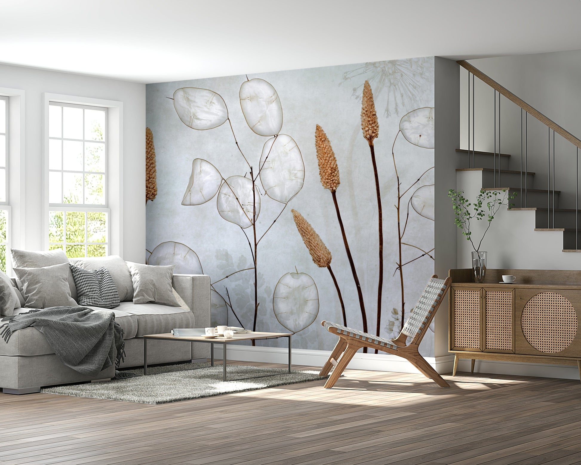 An artistic nature inspired mural for home decor.

