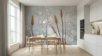 A contemplative botanical pattern wallpaper mural for a feature wall.

