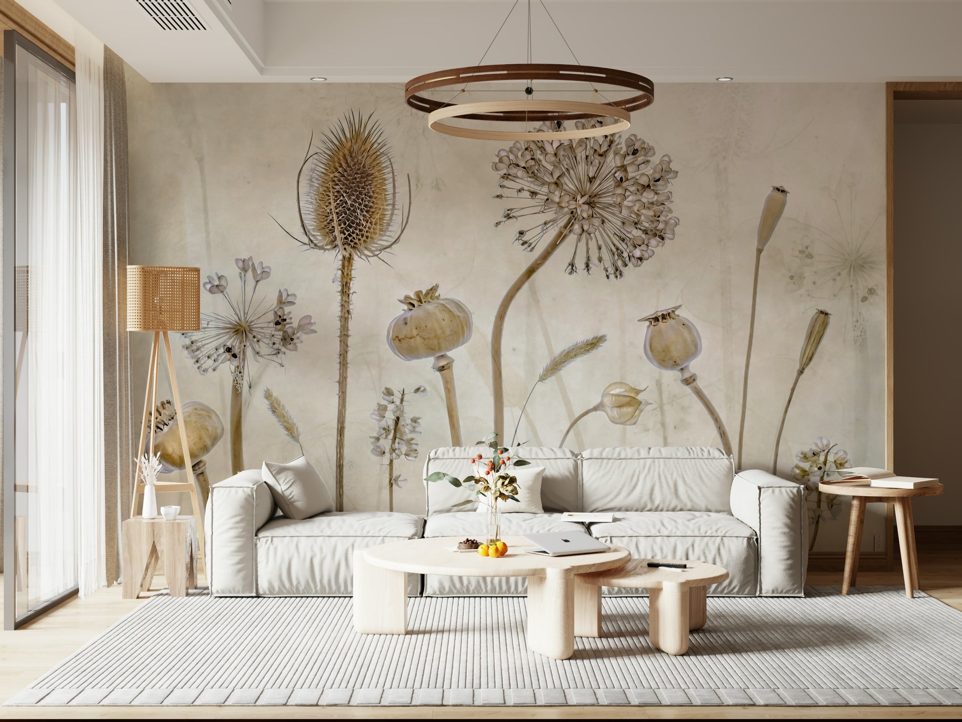 A serene subtle flower wall mural for your decor.

