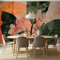 A contemplative floral pattern wallpaper mural for a feature wall.