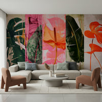 A contemplative lush foliage wallpaper mural for a feature wall.