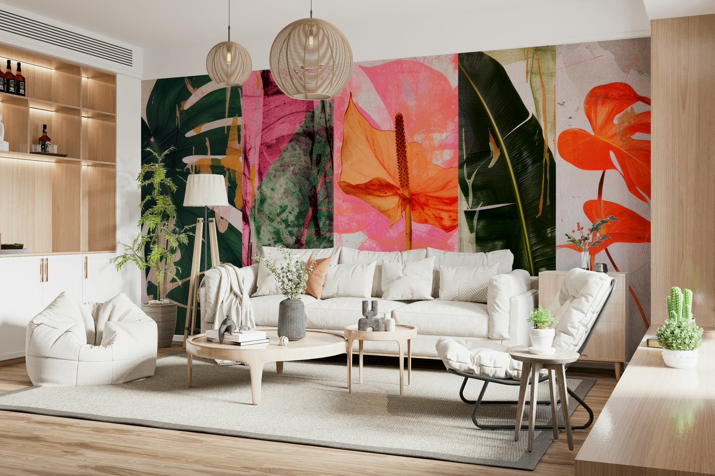 An artistic nature inspired mural for home decor.