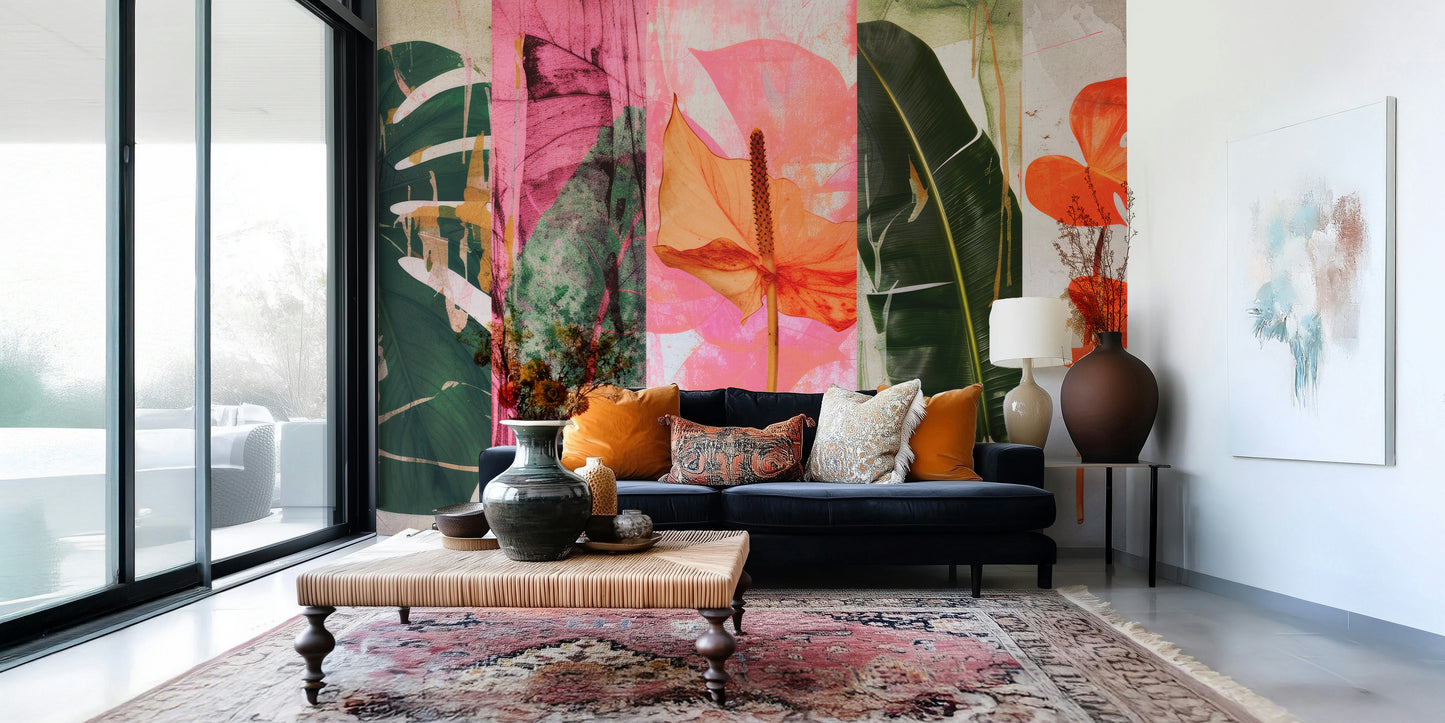 A classic floral wallpaper for walls with a vibrant theme.