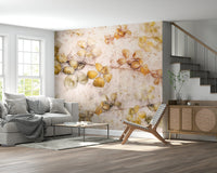 A peaceful organic pattern mural on decorative wallpaper.