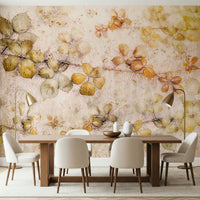 A calming foliage design wallpaper mural that defines a space.