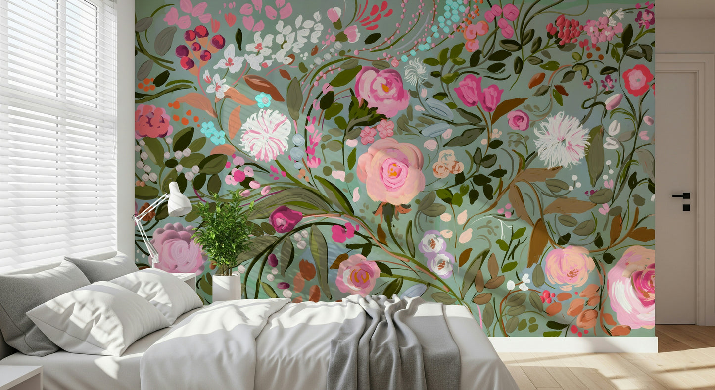 An artistic nature inspired mural for home decor.