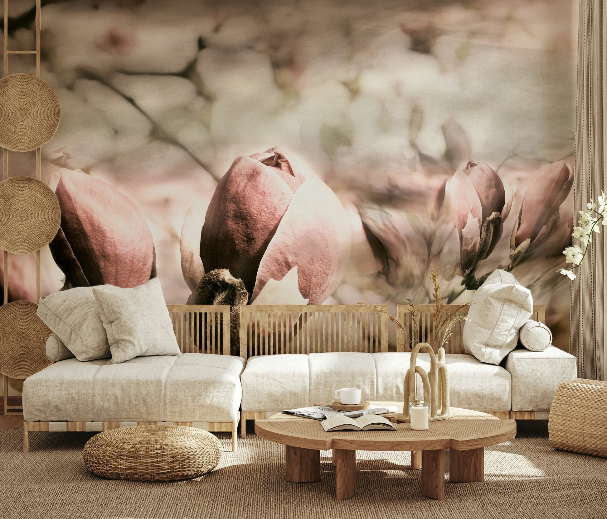 An artistic nature inspired mural for home decor.