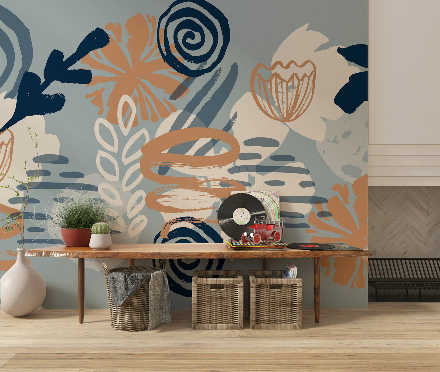 A classic soft floral wallpaper for walls.