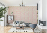 An artistic pink gradient mural on minimalist wallpaper.