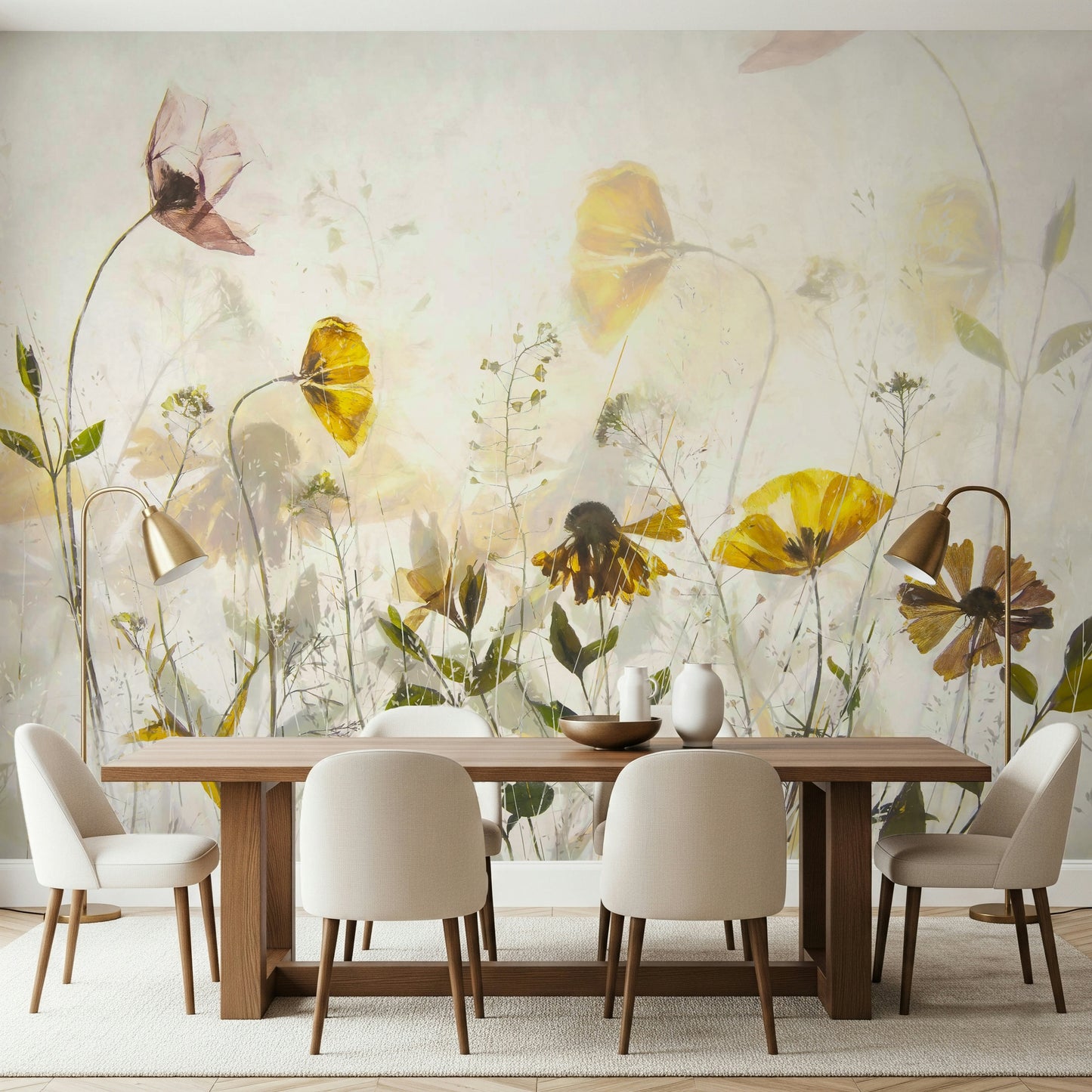 A classic floral wallpaper for walls with an ethereal feel.