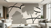 An artistic soft focus mural on minimalist wallpaper.