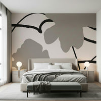 A graceful subtle stroke wall mural in cool, tranquil tones.