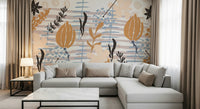 A serene subtle flower wall mural with an artistic texture.