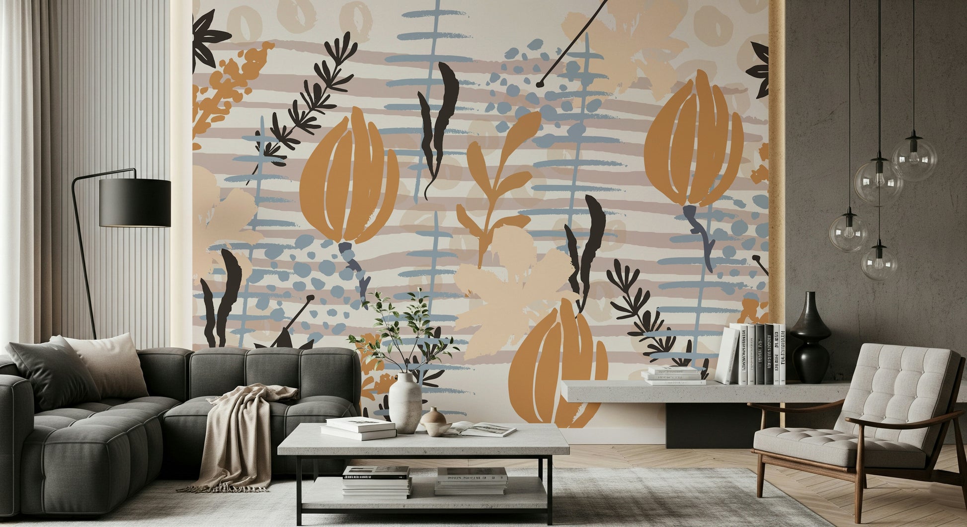 An artistic nature inspired mural for home decor.