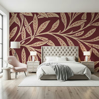 A beautiful vintage leaf wallpaper mural for a modern home.